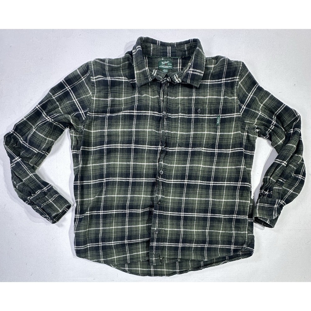 Woolrich Flannel Shirt Men's XL Green Plaid Long Sleeve Button-Up Soft Cotton
